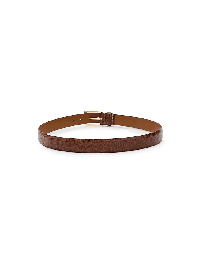 Ремень крокодиловая текстура Crocodile Embossed Belt Brooks Brothers — изображение 2 из 3, коричневый