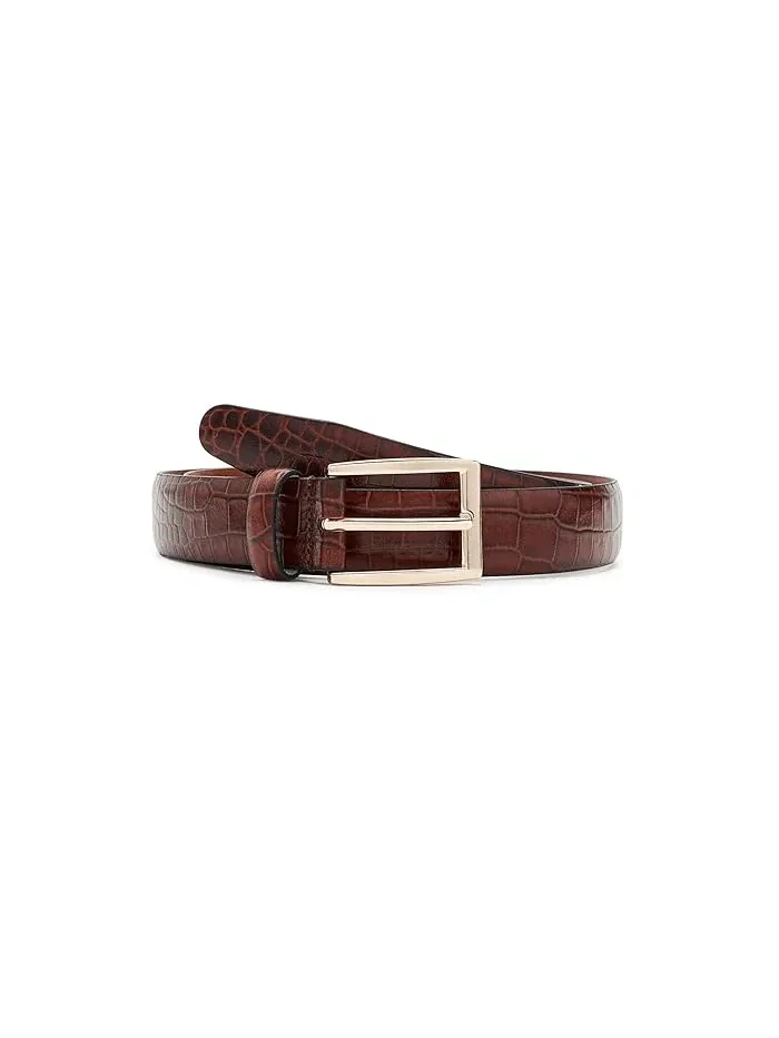 Ремень Crocodile Embossed Belt Brooks Brothers — коричневый