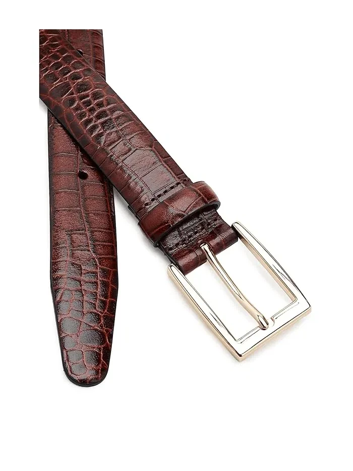 Ремень Crocodile Embossed Belt Brooks Brothers — изображение 3 из 3, коричневый