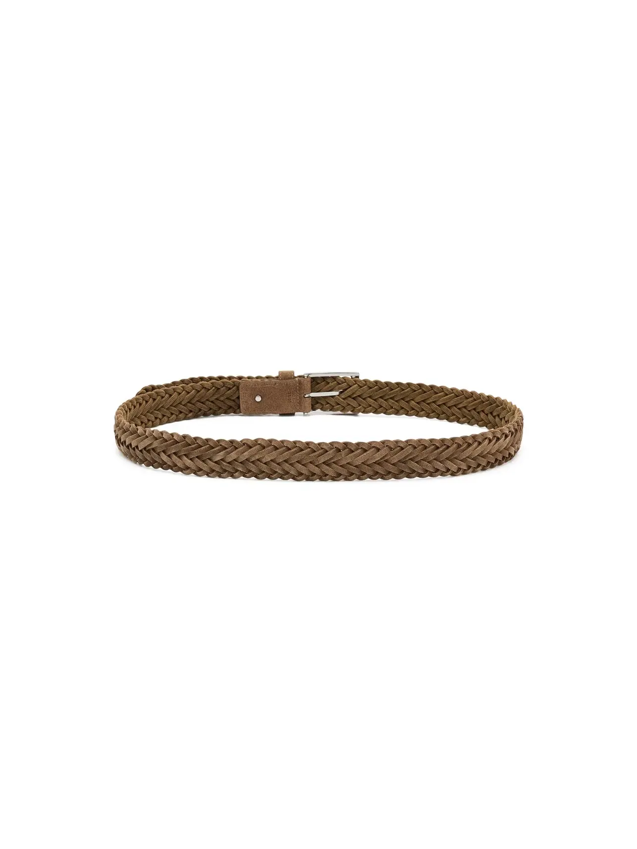 Плетеный ремень из замши Braided Suede Leather Belt Brooks Brothers — изображение 2 из 3, бежевый