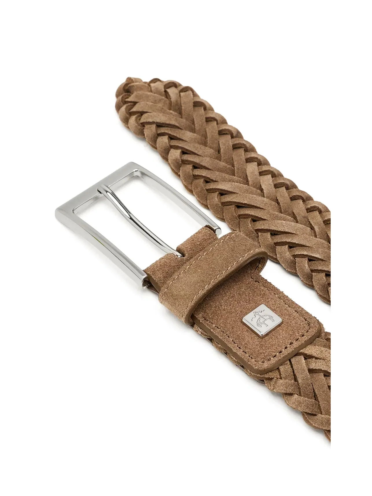 Плетеный ремень из замши Braided Suede Leather Belt Brooks Brothers — изображение 3 из 3, бежевый
