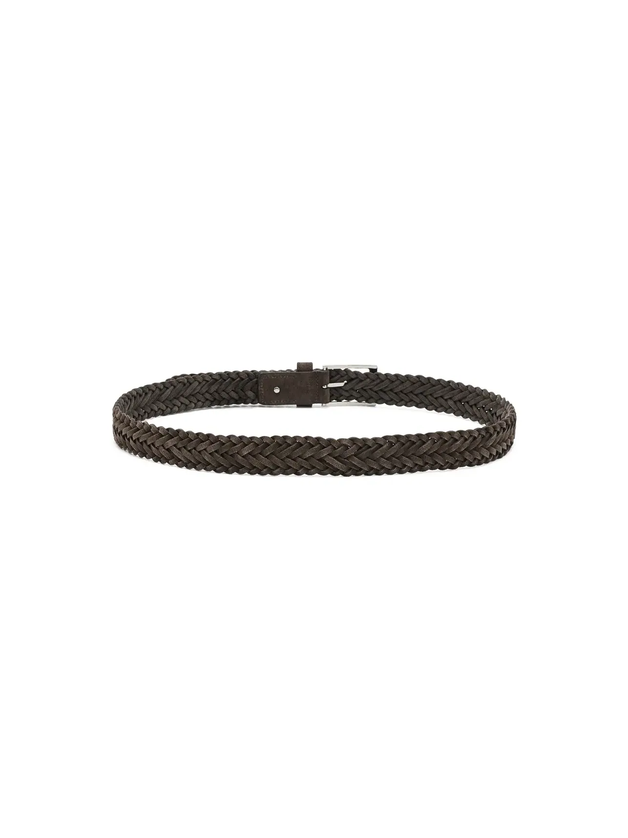Плетеный ремень из замши Braided Suede Leather Belt Brooks Brothers — изображение 2 из 3, коричневый