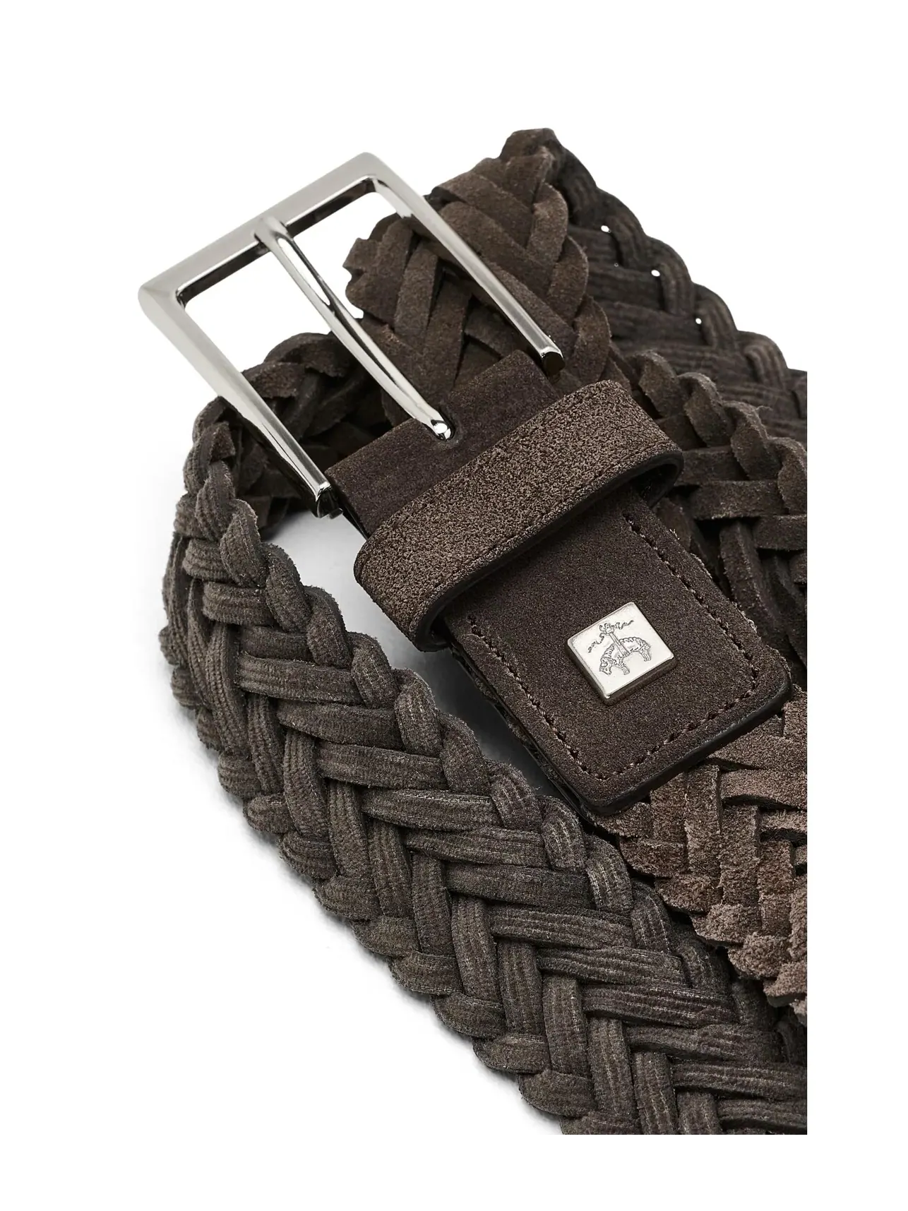 Плетеный ремень из замши Braided Suede Leather Belt Brooks Brothers — изображение 3 из 3, коричневый