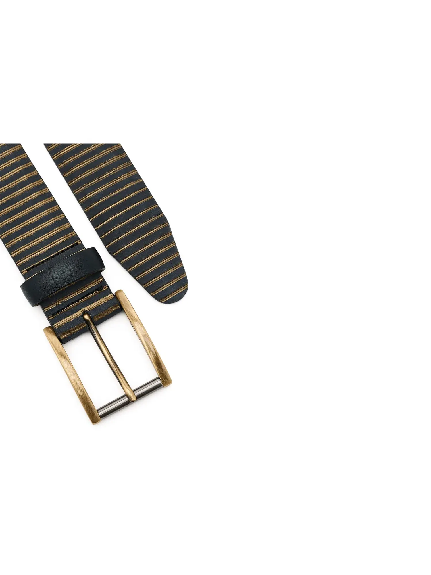 Кожаный ремень в полоску Ariston Striped Leather Belt Johnston & Murphy — изображение 3 из 3, черный мульти