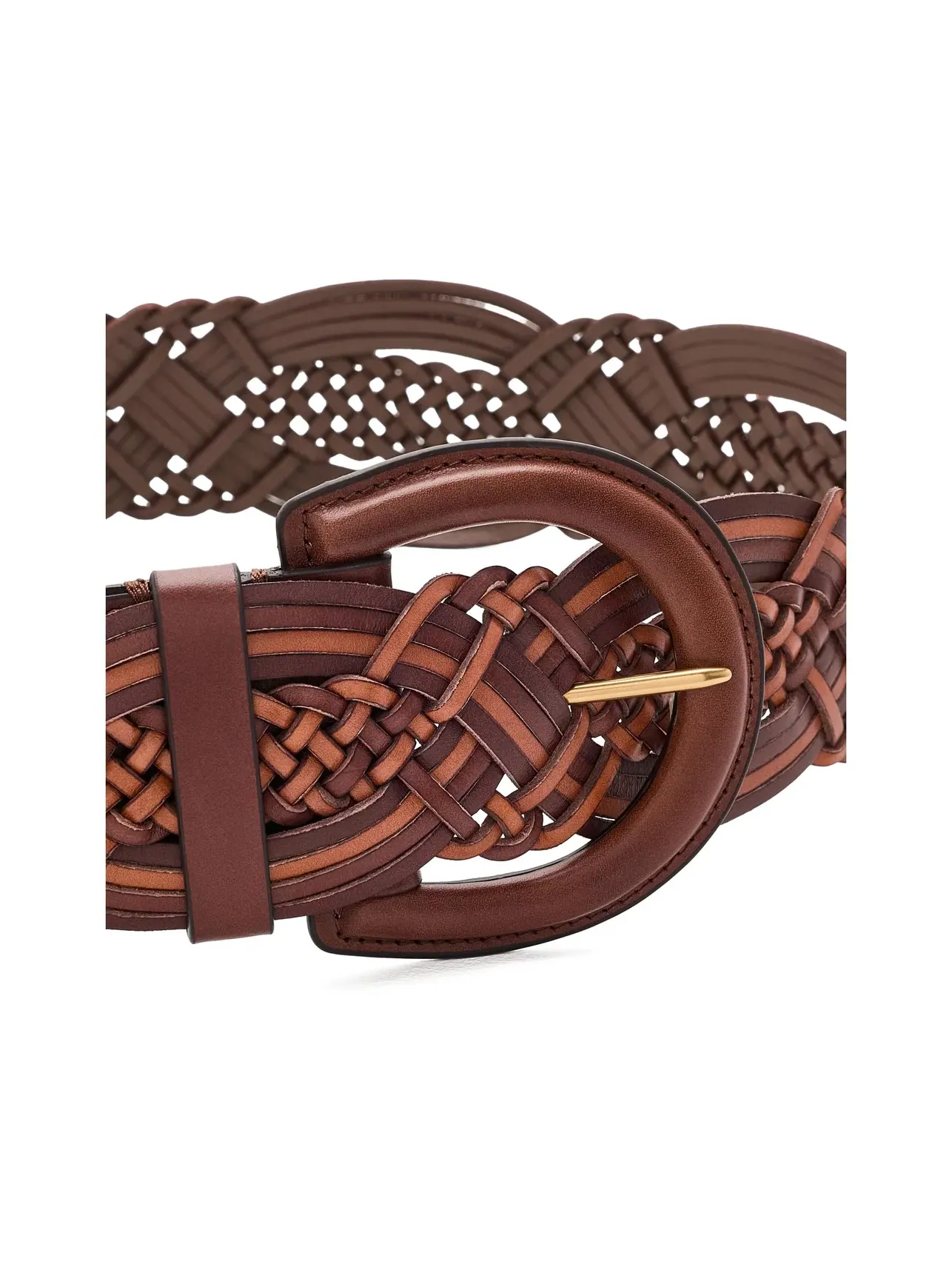 Широкий кожаный плетеный ремень Braided Vachetta Leather Wide Belt Lauren Ralph Lauren — изображение 3 из 3, бежевый