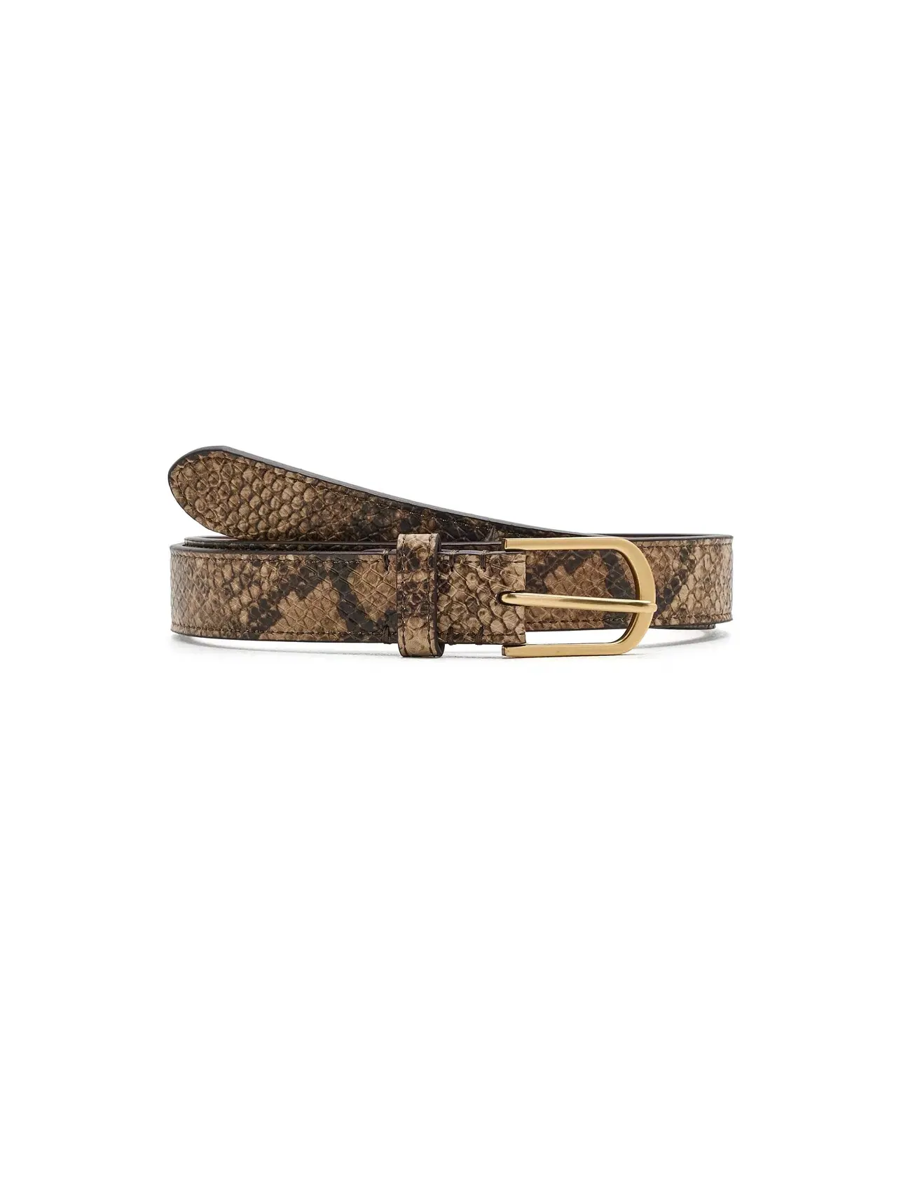 Узкий ремень с тиснением и округлой пряжкой Rounded-Buckle Embossed Skinny Belt Lauren Ralph Lauren — изображение 1 из 3