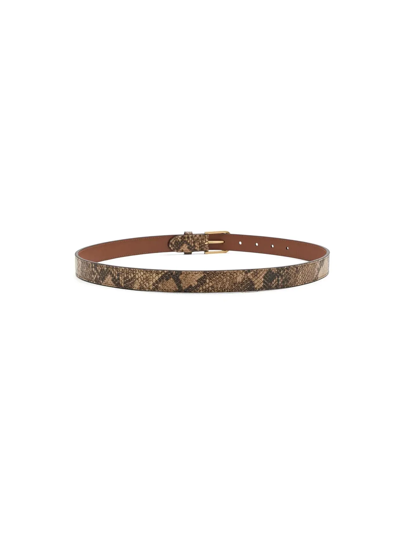 Узкий ремень с тиснением и округлой пряжкой Rounded-Buckle Embossed Skinny Belt Lauren Ralph Lauren — изображение 2 из 3