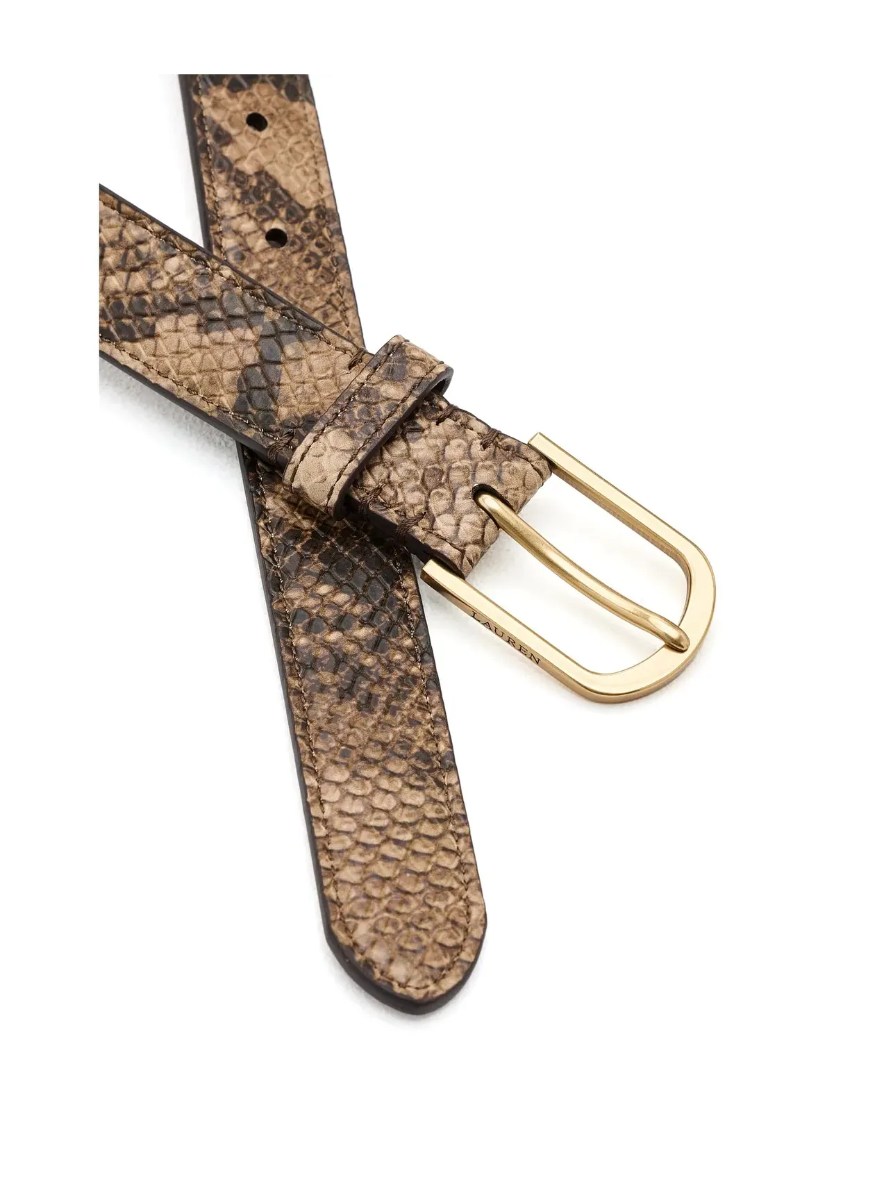 Узкий ремень с тиснением и округлой пряжкой Rounded-Buckle Embossed Skinny Belt Lauren Ralph Lauren — изображение 3 из 3