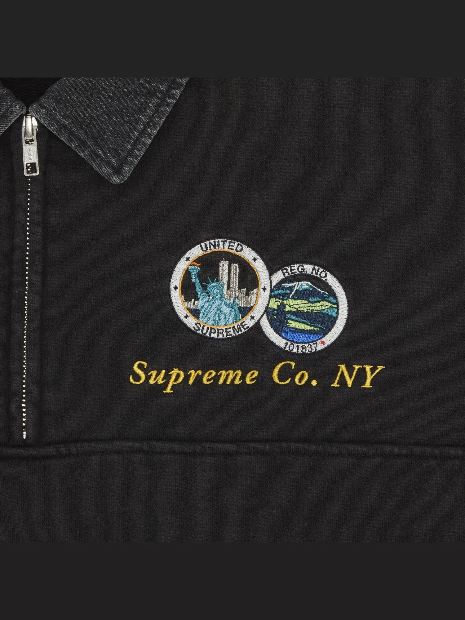 Толстовка Supreme с джинсовым воротником и полумолнией — изображение 3 из 3, черный
