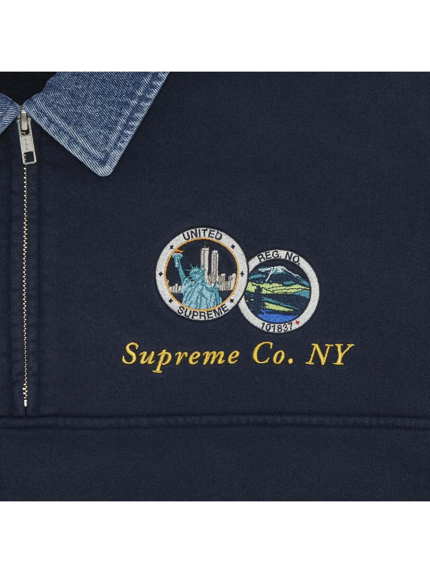 Толстовка Supreme с джинсовым воротником и полумолнией — изображение 3 из 3, синий