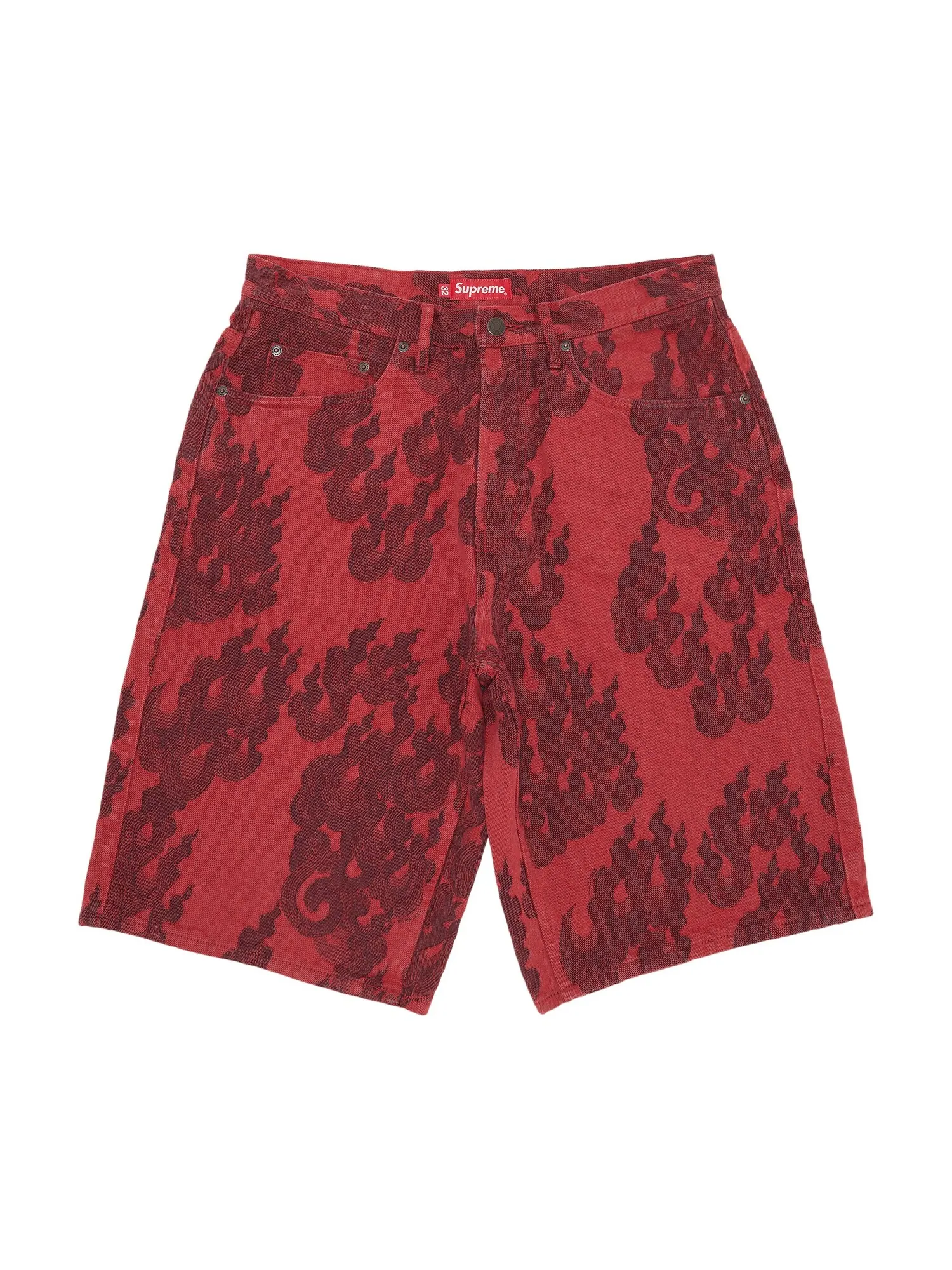 Жаккардовые мешковатые джинсовые шорты Supreme Flames — изображение 1 из 3, красный