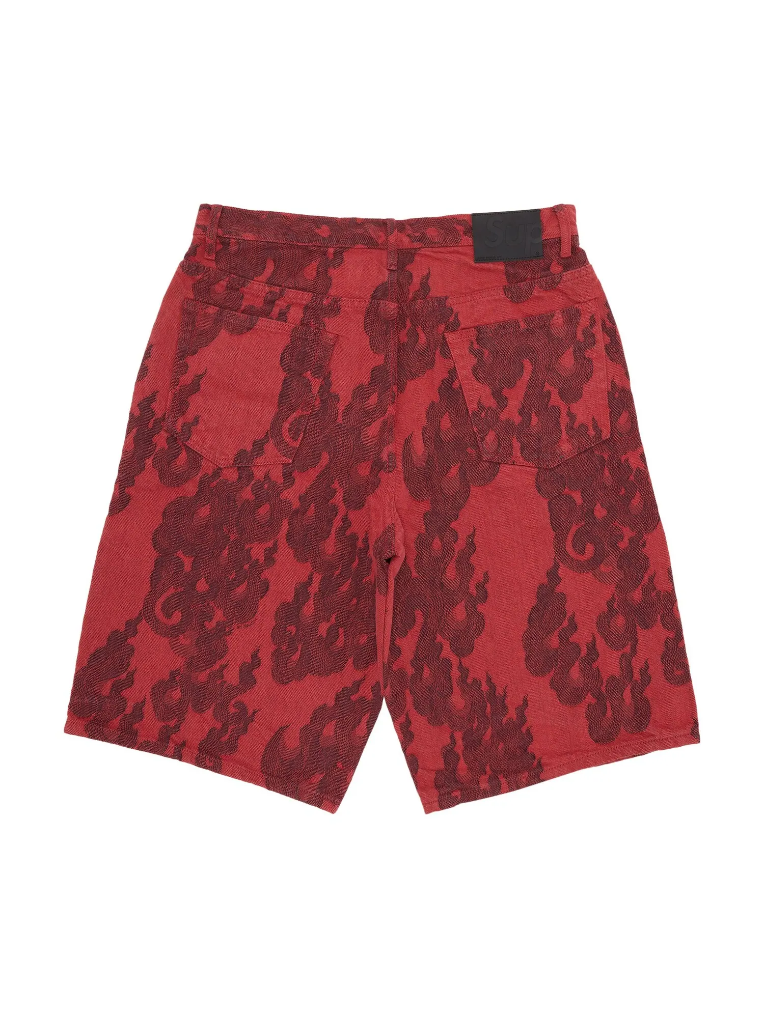 Жаккардовые мешковатые джинсовые шорты Supreme Flames — изображение 2 из 3, красный