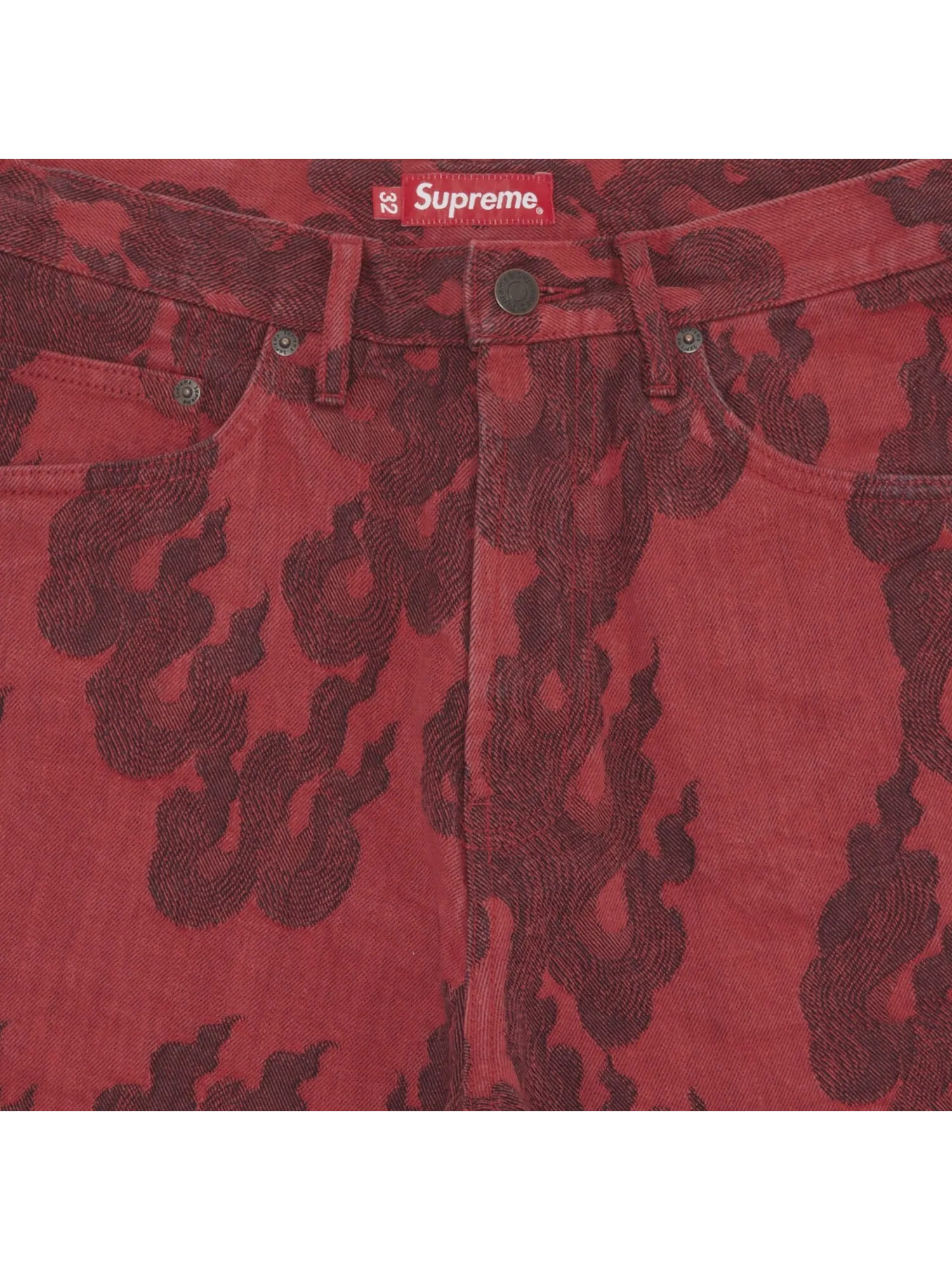Жаккардовые мешковатые джинсовые шорты Supreme Flames — изображение 3 из 3, красный