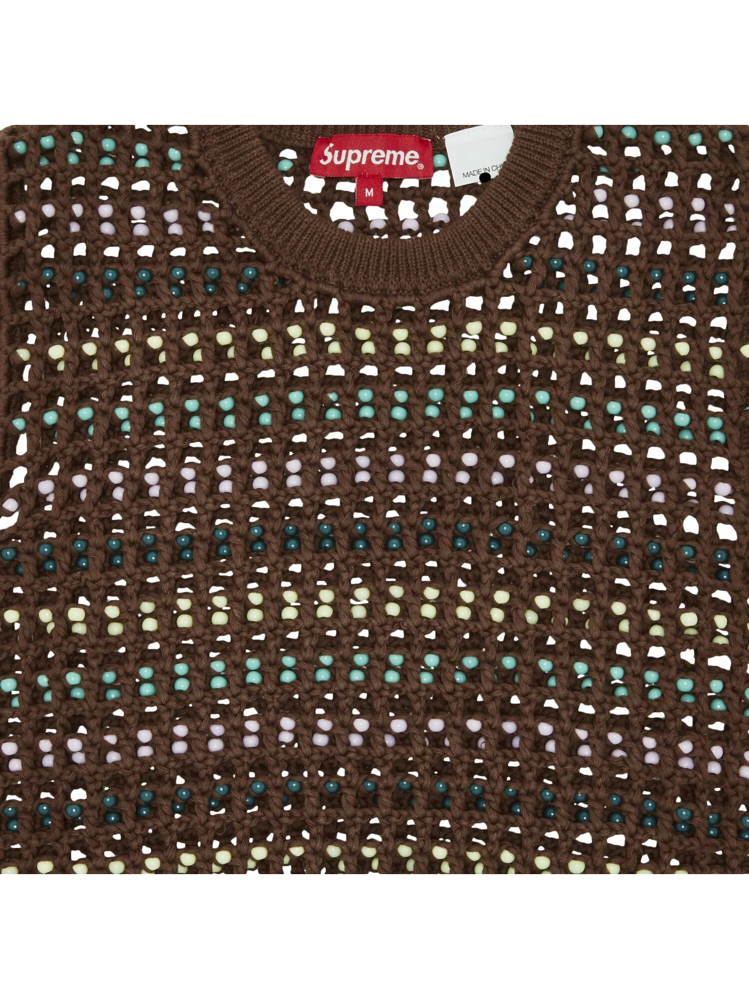 Жилет-свитер Supreme с бисером — изображение 3 из 3, коричневый