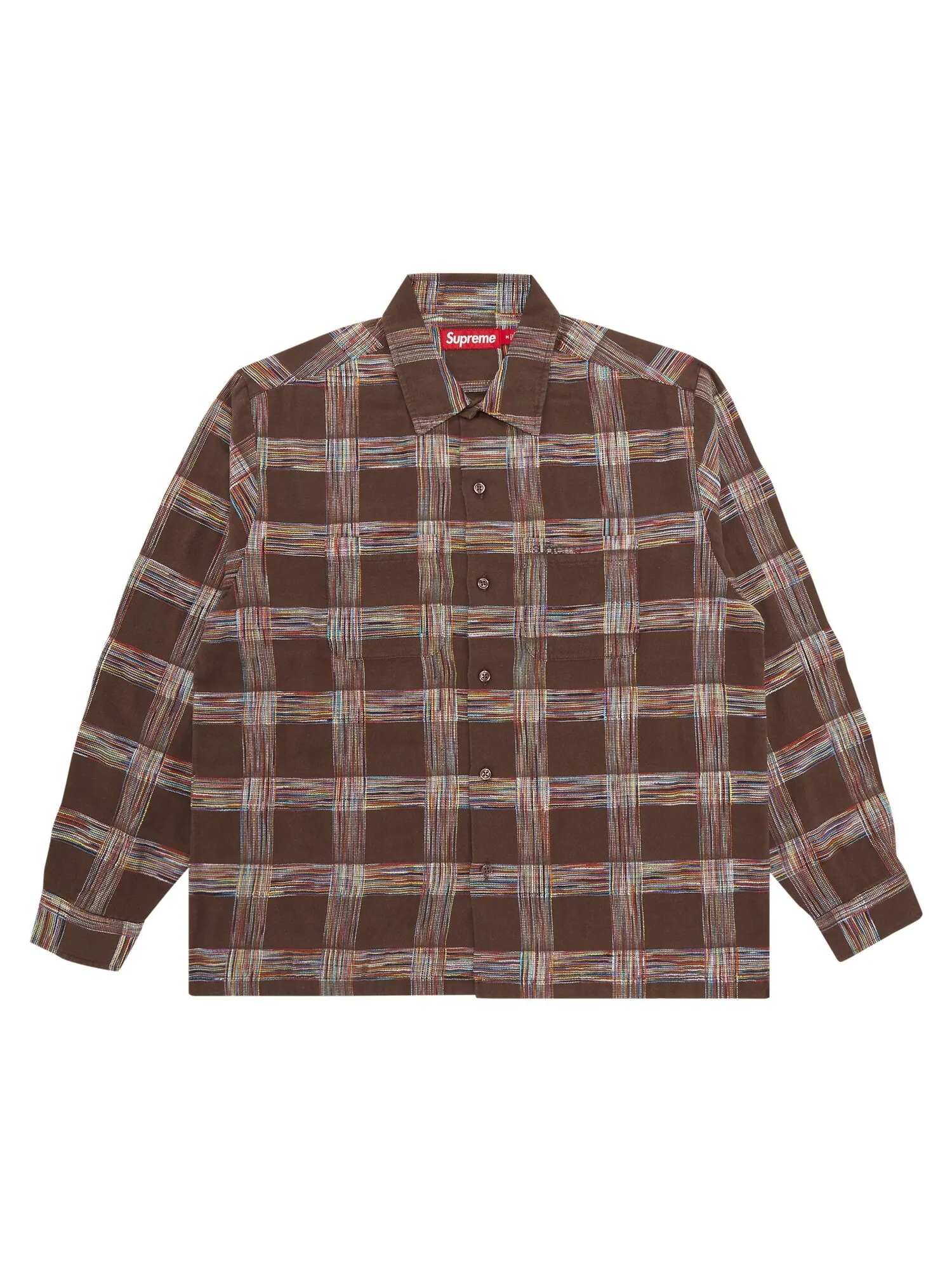 Рубашка в тканую клетку Supreme — изображение 1 из 3, светло-коричневая