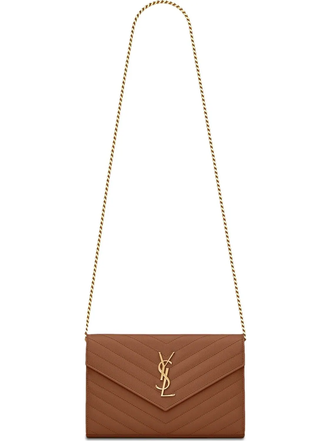 Бумажник Saint Laurent Monogram Chain Wallet Naturel Dark — изображение 1 из 3, коричневый