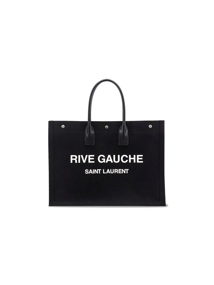 Сумка-тоут Saint Laurent Rive Gauche Lino Legend Large Tote Bag — изображение 1 из 2, черный/белый
