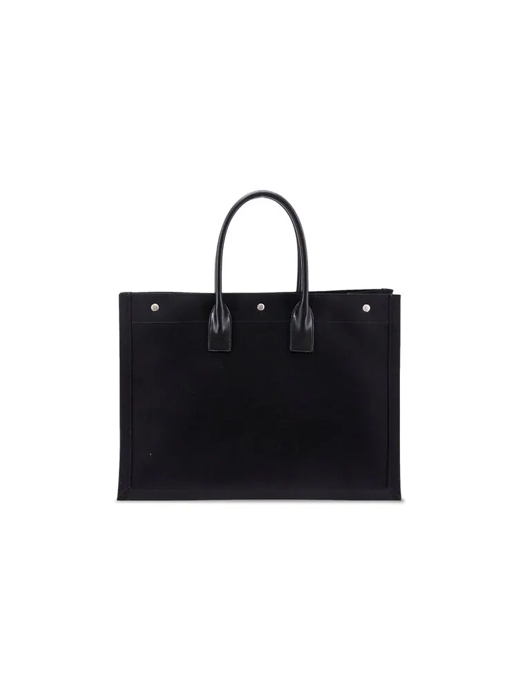 Сумка-тоут Saint Laurent Rive Gauche Lino Legend Large Tote Bag — изображение 2 из 2, черный/белый