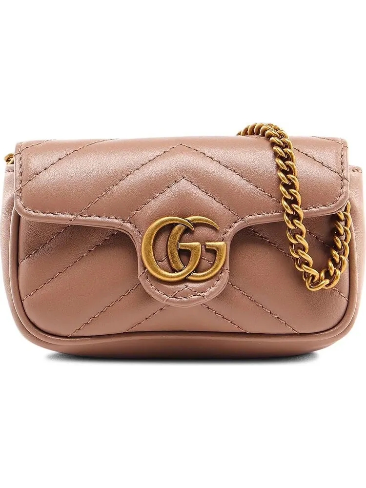 Сумка женская кросс-боди Gucci GG Marmont Chain Coin Purse, нежный оттенок porcelain