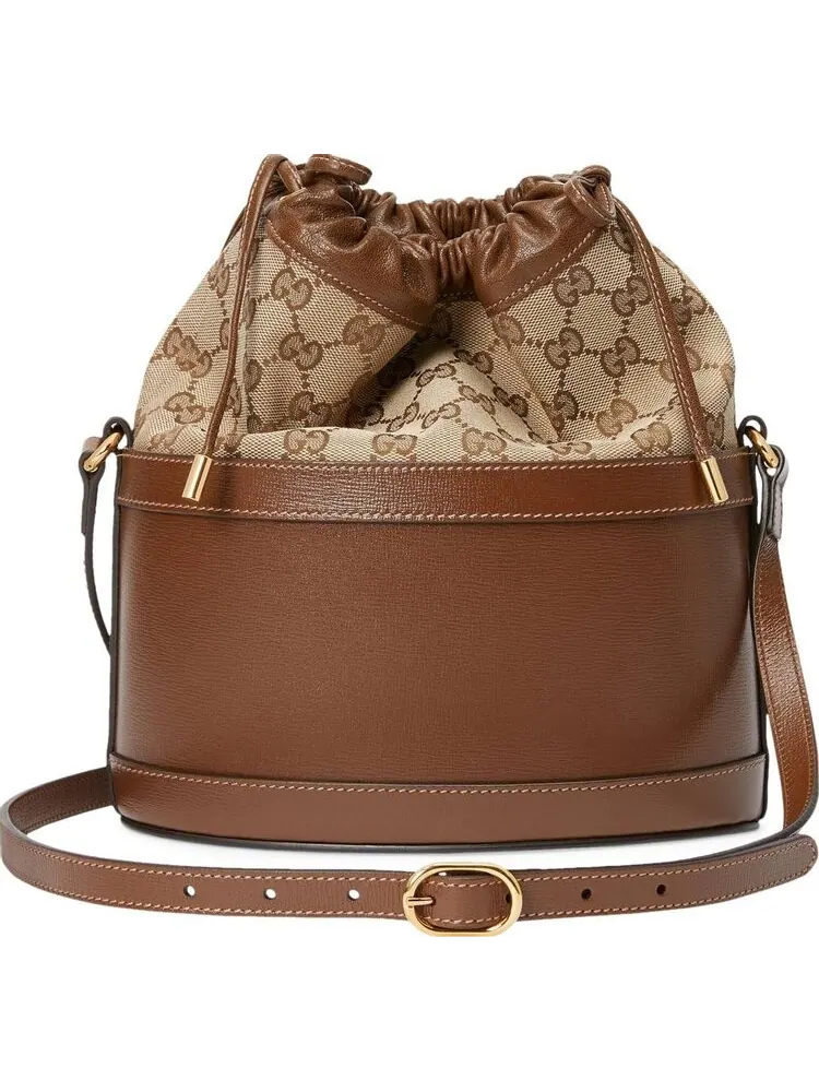 Сумка женская кросс-боди кожа, текстиль Gucci Horsebit 1955 Bucket — изображение 4 из 4, коричневый