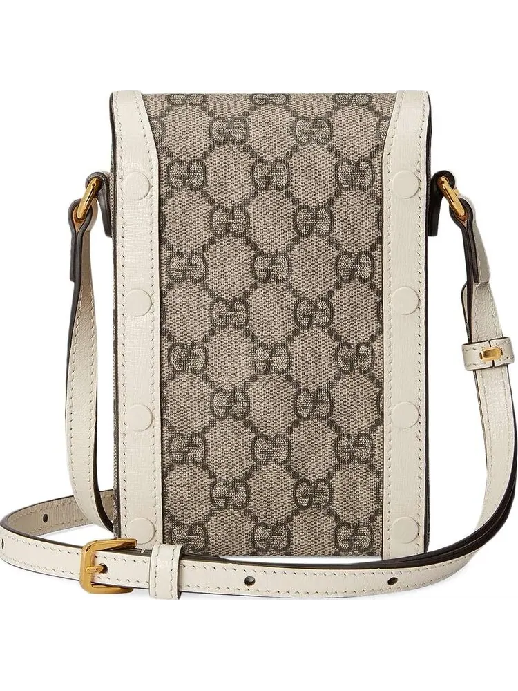 Сумка Gucci Horsebit 1955 Mini Bag Beige/Ebony/White — 2