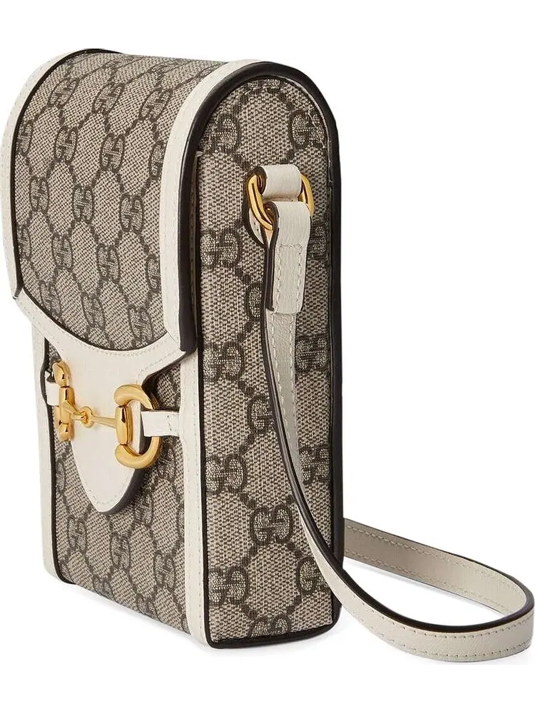 Сумка Gucci Horsebit 1955 Mini Bag Beige/Ebony/White — 3