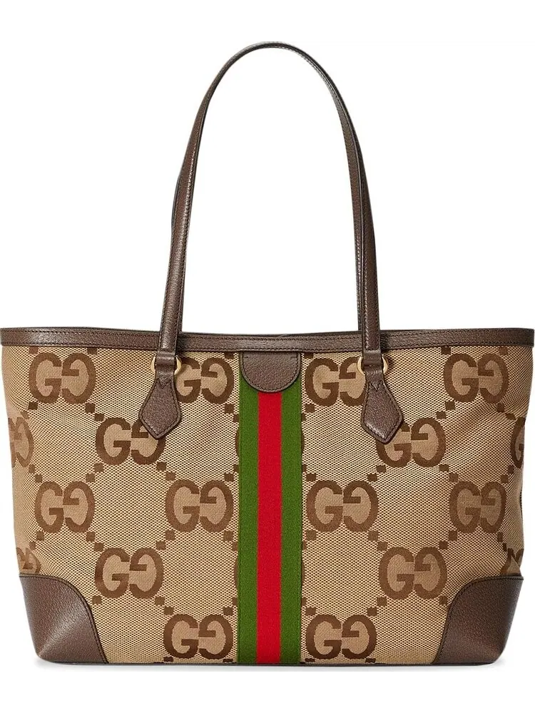 Сумка женская средняя кросс-боди Gucci Ophidia Jumbo GG Tote — изображение 2 из 2, коричневый