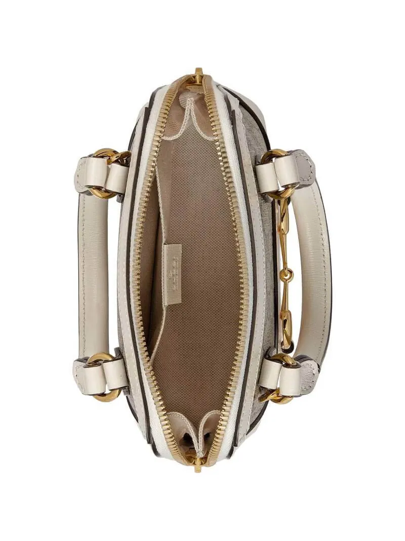 Сумка женская кросс-боди текстиль, кожа Gucci Horsebit 1955 — изображение 3 из 4, бежевый