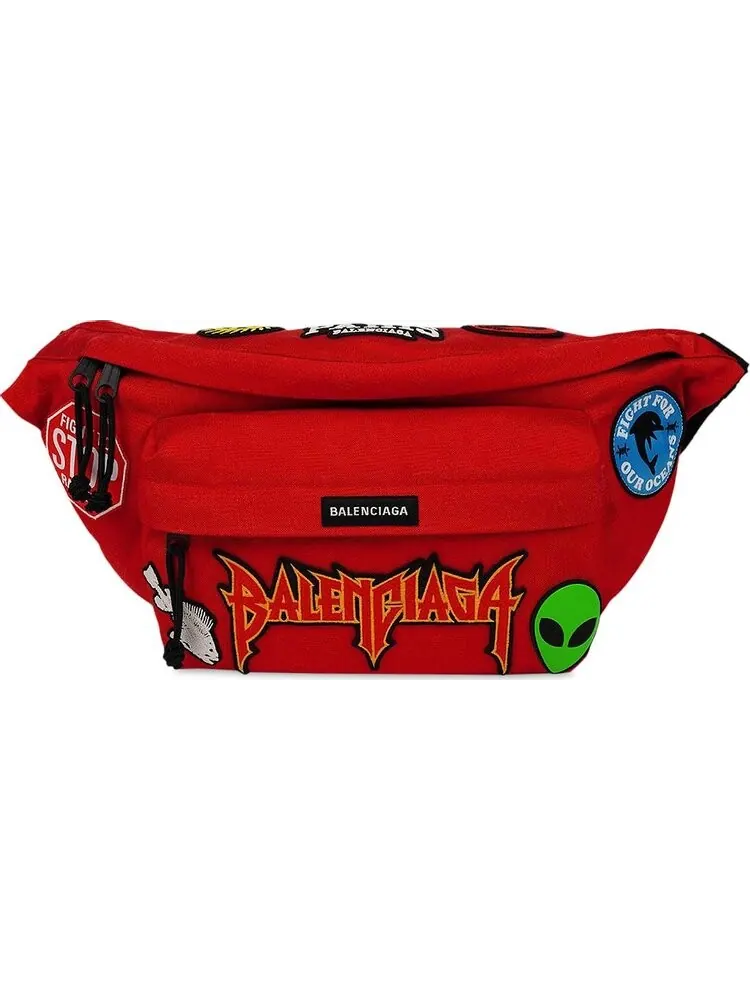 Сумка Balenciaga Explorer Belt Bag With Animation Patches Red