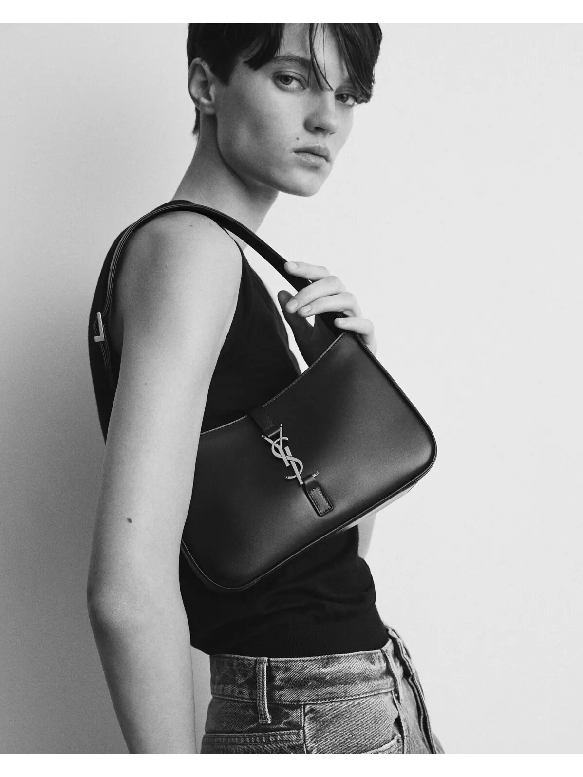 Сумка Saint Laurent Le 5 À 7 Hobo Bag Storm, серая — 5