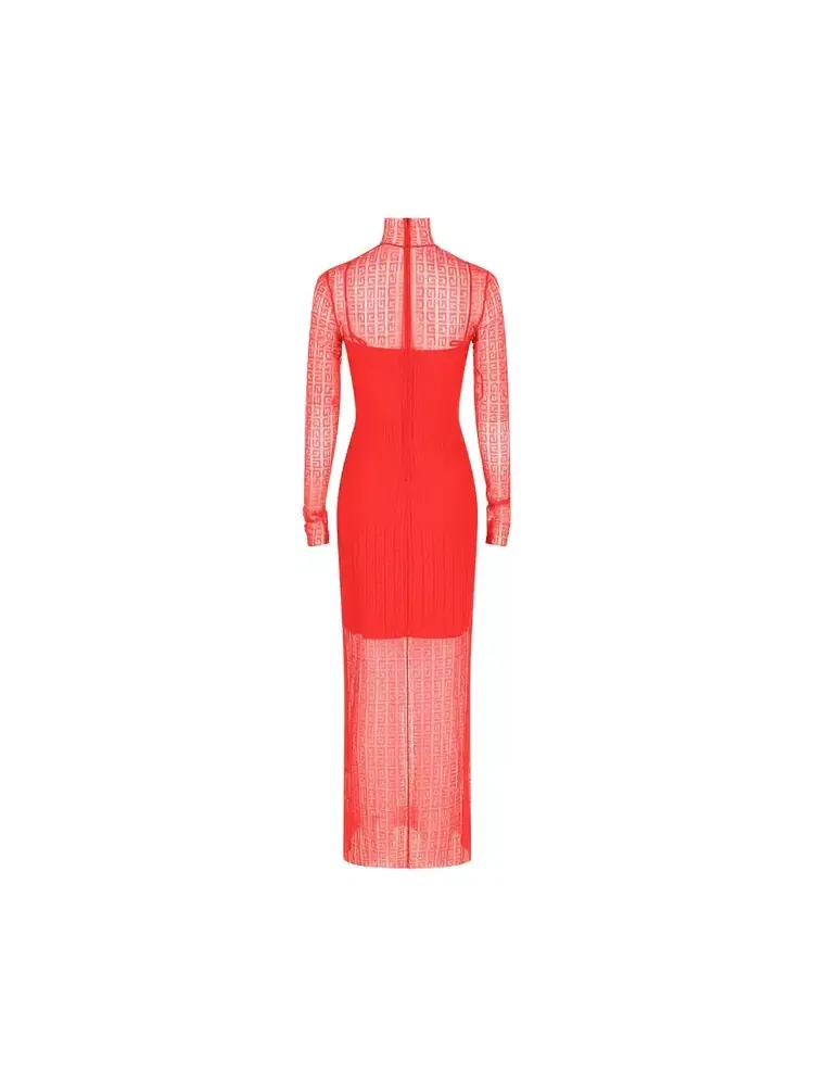 Кружевное макси-платье Givenchy 4G — изображение 2 из 2, красный