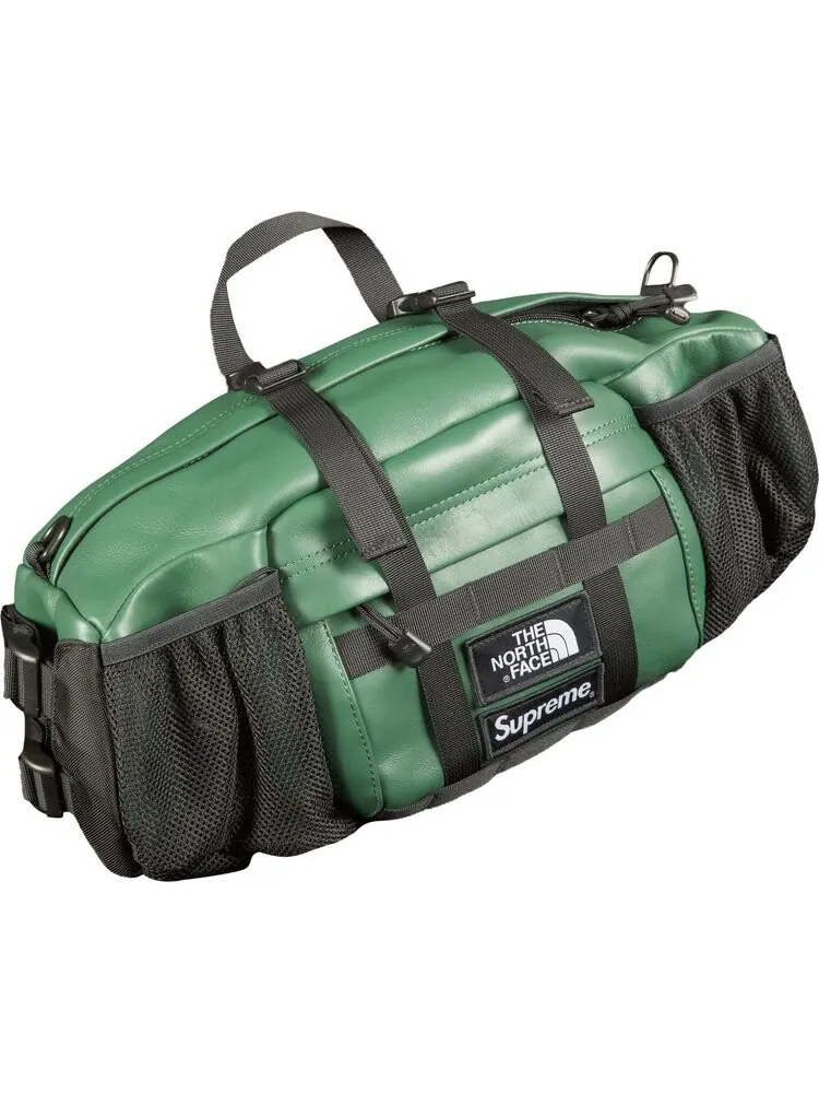 Сумка Supreme x The North Face Leather Mountain Waist Bag Green — 1