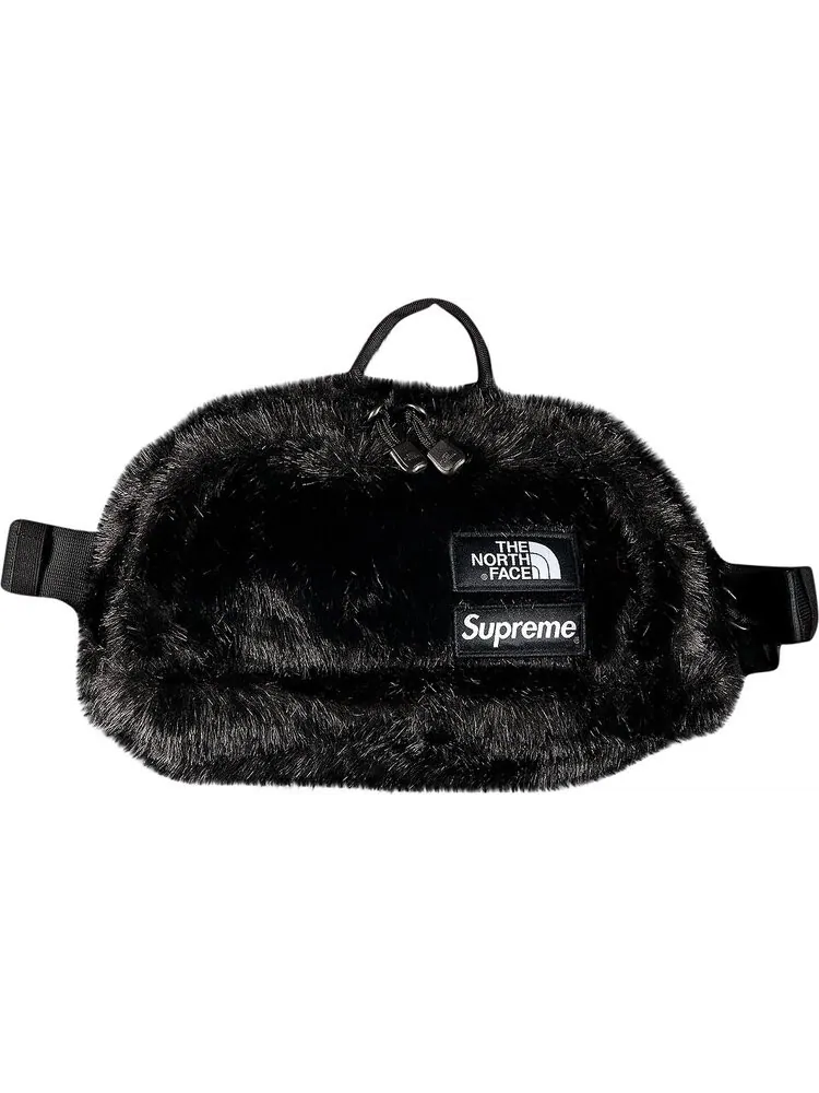 Сумка Supreme x The North Face Faux Fur Waist Bag Black — 1