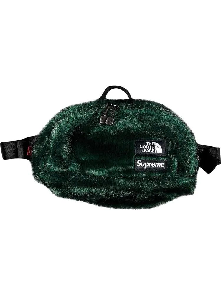 Сумка Supreme x The North Face Faux Fur Waist Bag Green — 1