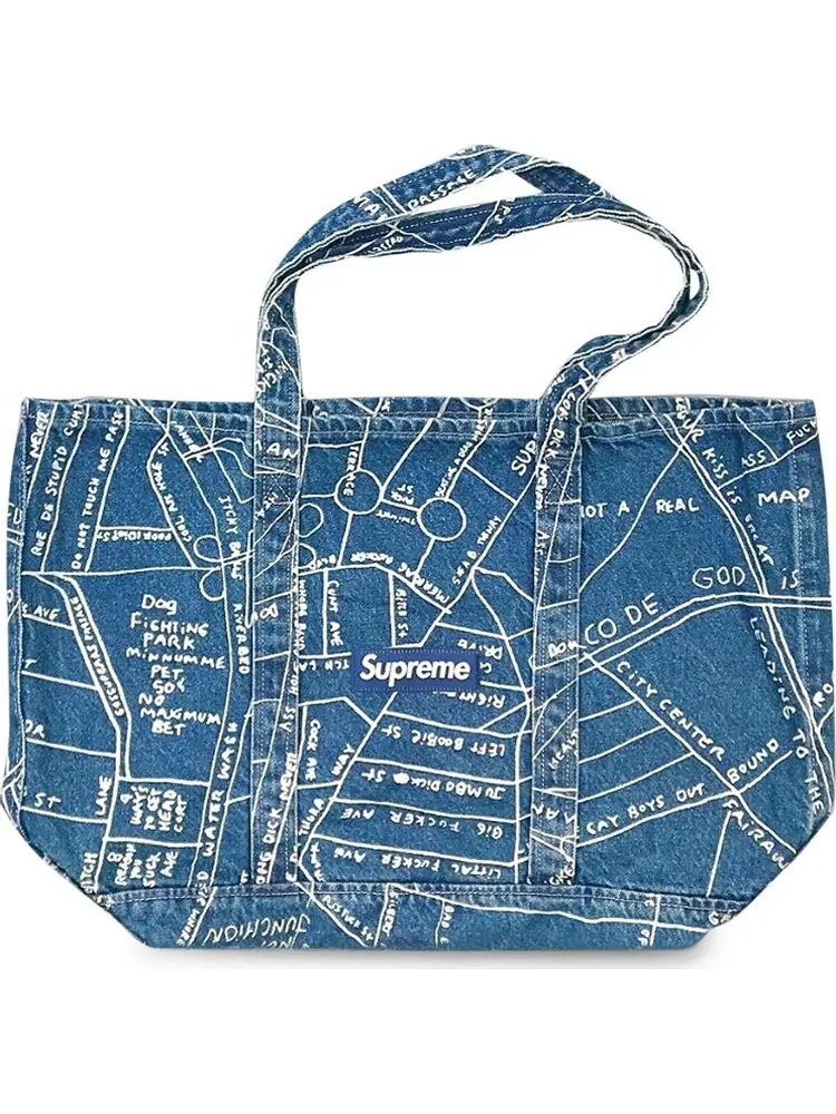 Сумка Supreme Gonz Map Denim Tote Blue — 1