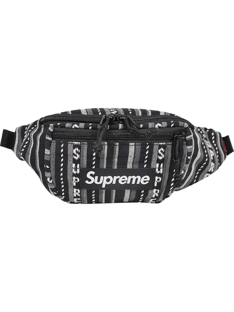 Сумка Supreme Woven Stripe Waist Bag Black — 1