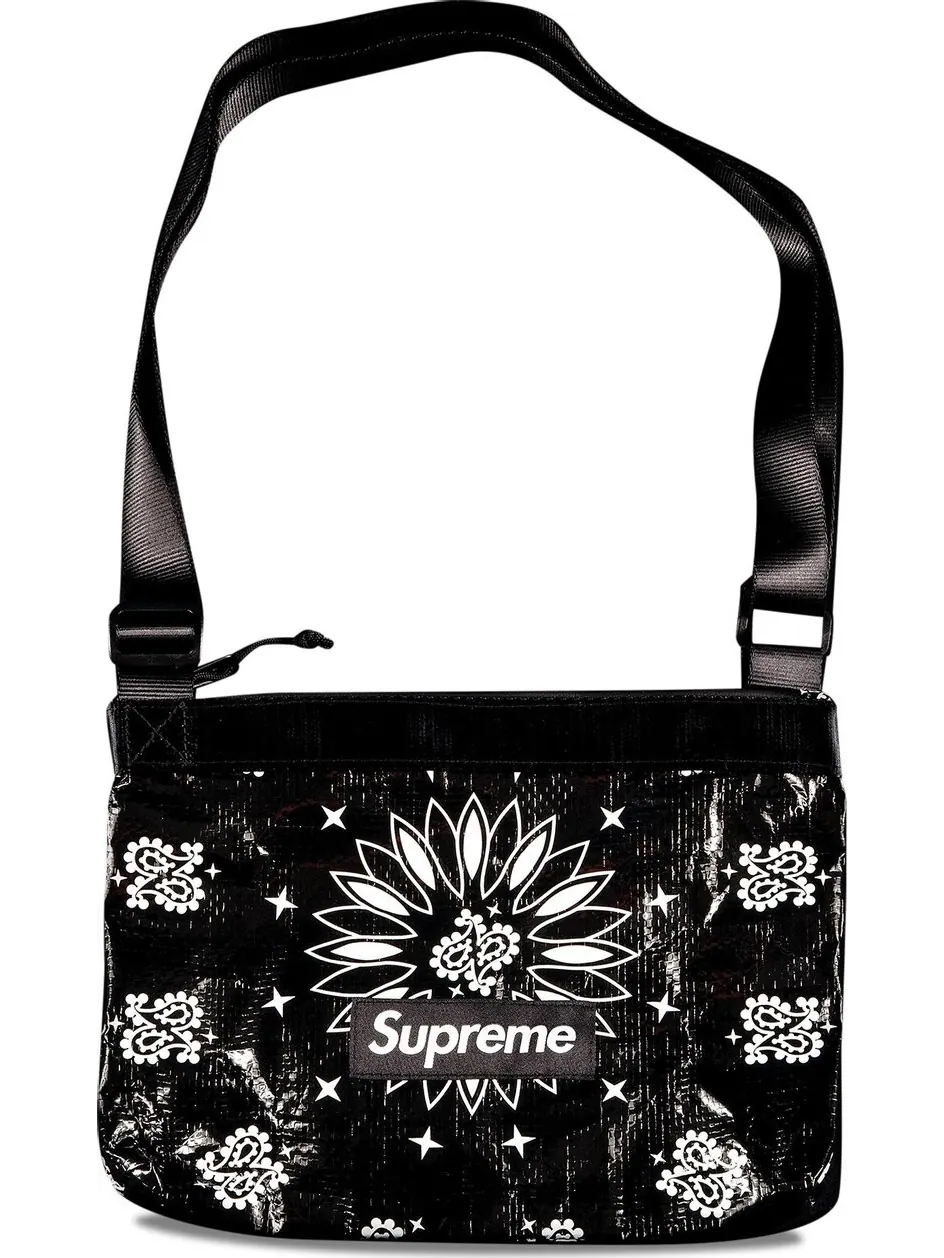 Сумка Supreme Bandana Tarp Side Bag Black — 1