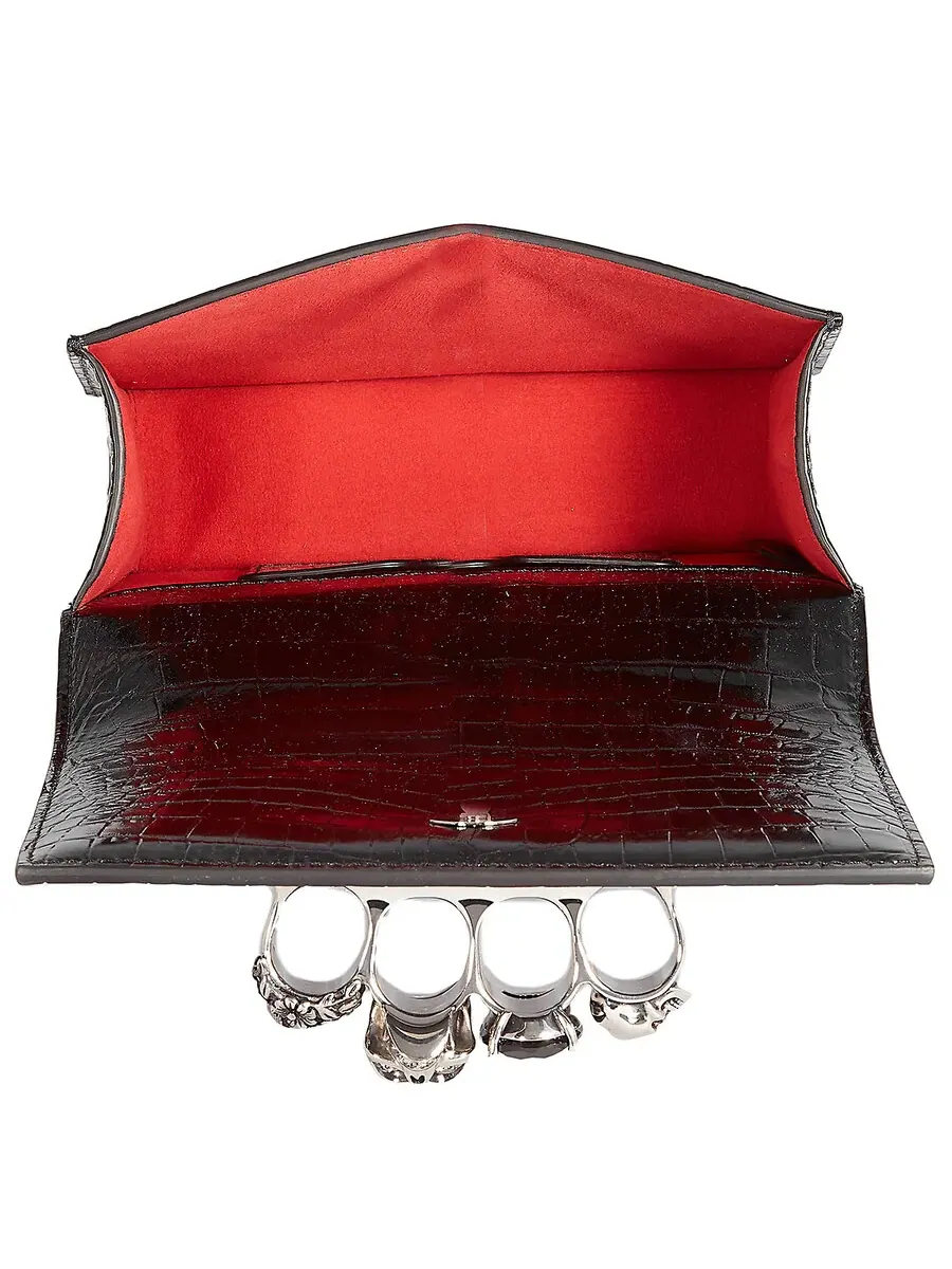 Мини-сумка через плечо Alexander McQueen с цепочкой и драгоценными камнями — изображение 6 из 6, черный
