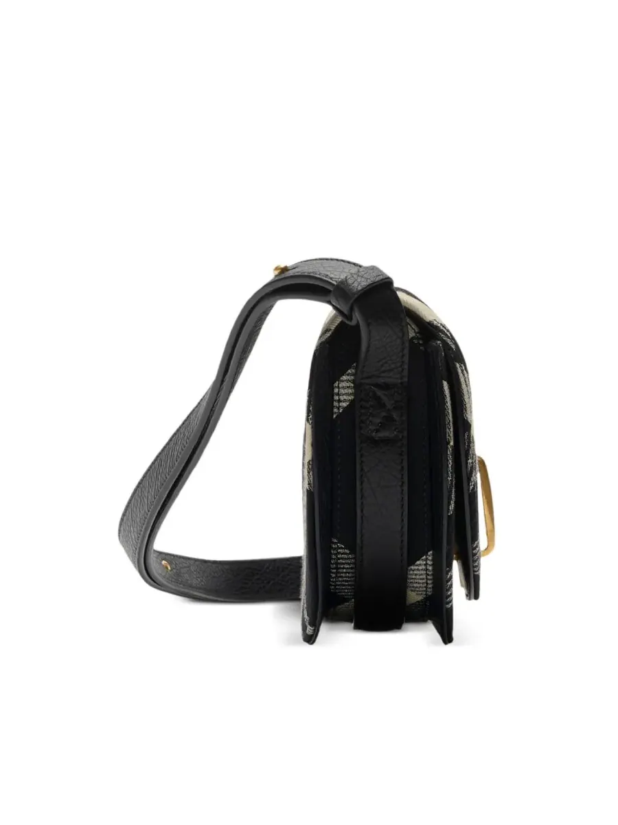 Мини-сумка Burberry Rocking Horse из жаккарда — изображение 3 из 4, черный