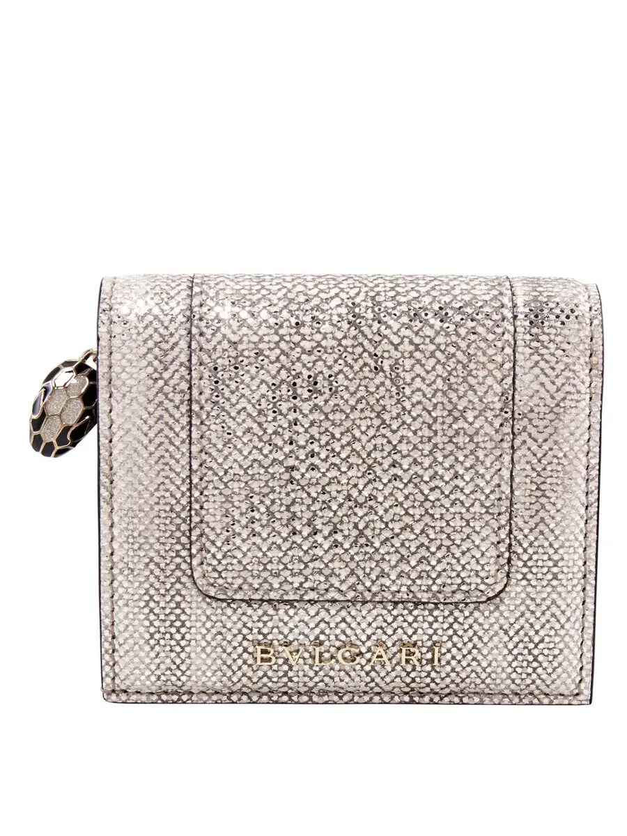 Кошелек Bvlgari Serpenti Forever компактный из кожи - бежевый — изображение 1 из 6