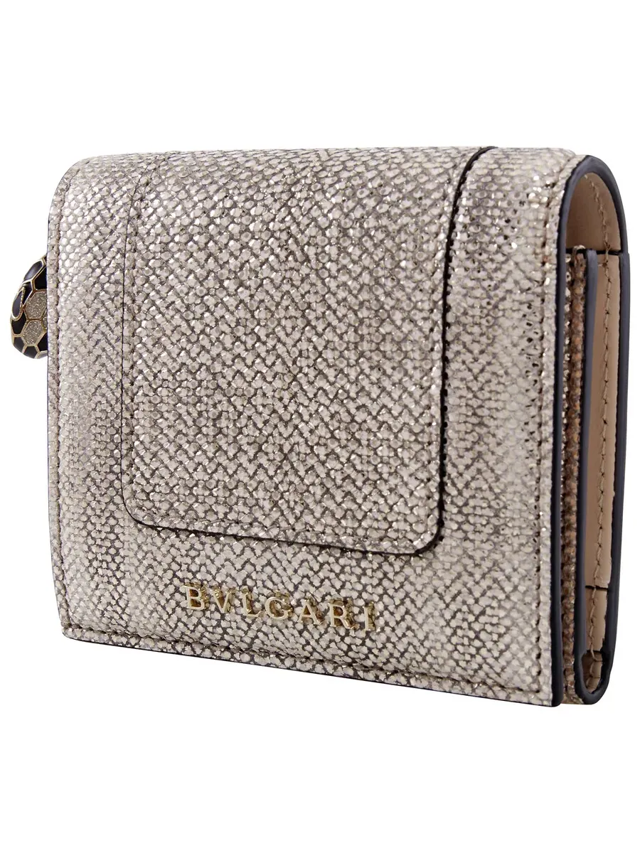 Кошелек Bvlgari Serpenti Forever компактный из кожи - бежевый — изображение 2 из 6