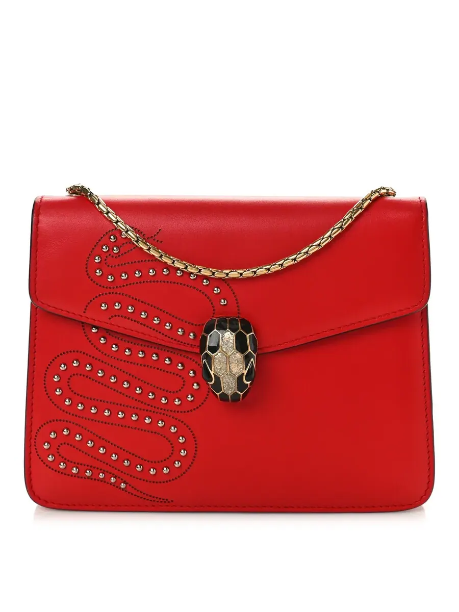 Сумка через плечо Bvlgari Serpenti Forever Studded Flap Bag — изображение 1 из 3, красный