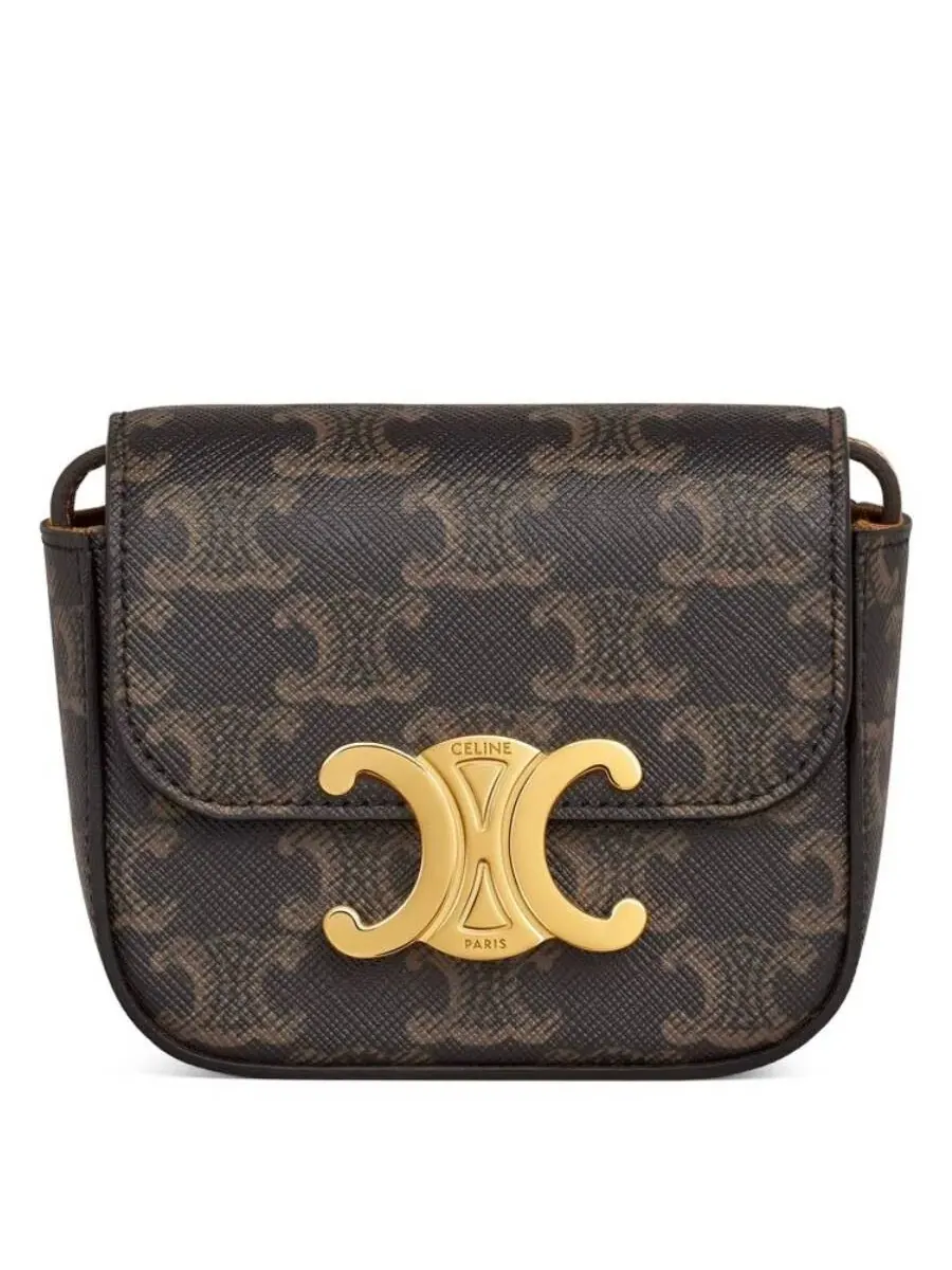 Мини-сумка Celine Triomphe из канвы и телячьей кожи Claude — изображение 1 из 4, бежевый