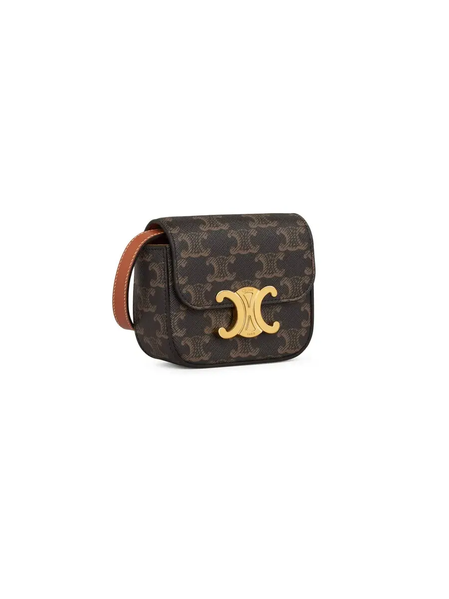 Мини-сумка Celine Triomphe из канвы и телячьей кожи Claude — изображение 2 из 4, бежевый