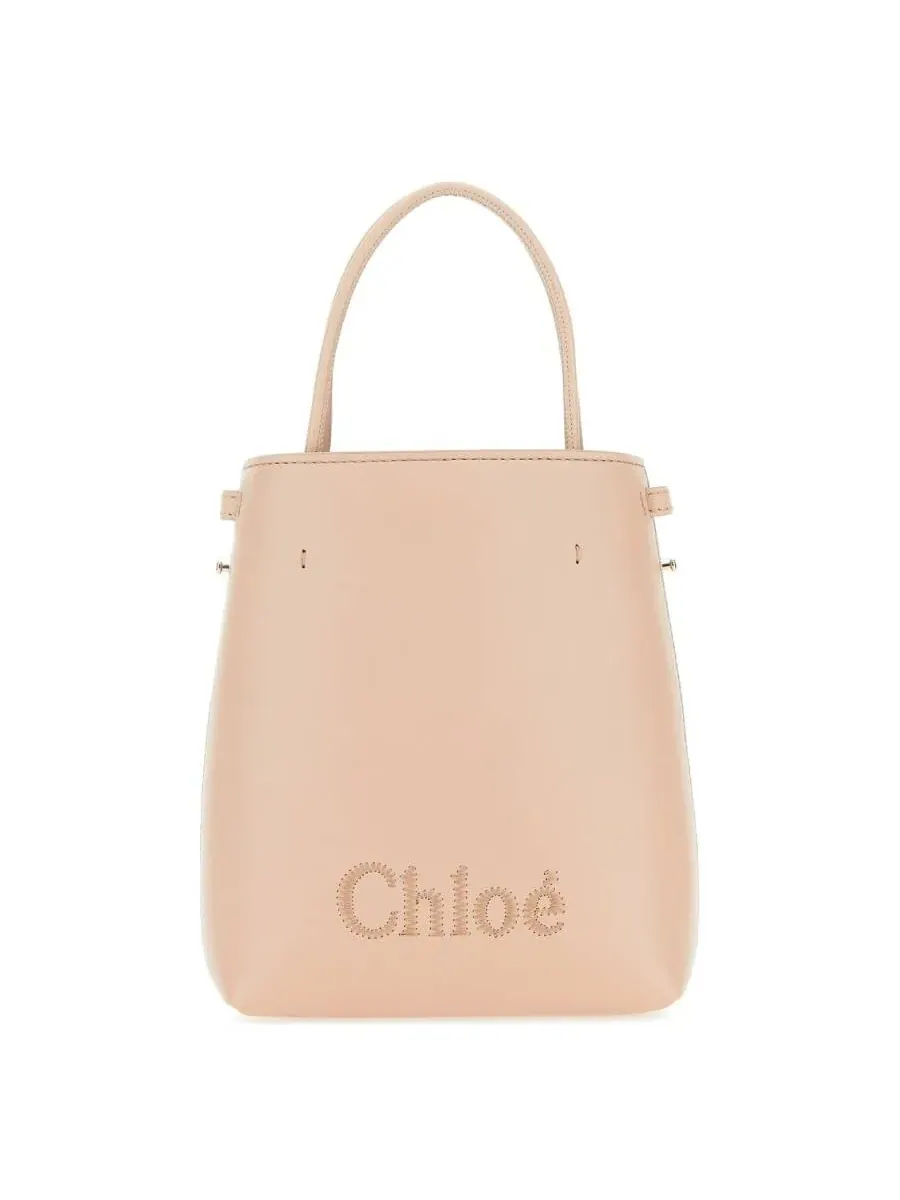 Сумка-тоут из кожи Chloé Micro Chloé Sense — изображение 1 из 4, розовый