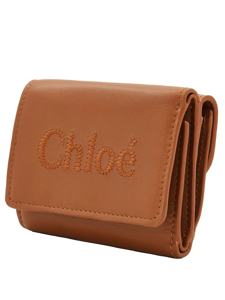 Кошелек Chloé Small с тройным сгибом из кожи — изображение 3 из 5, карамель