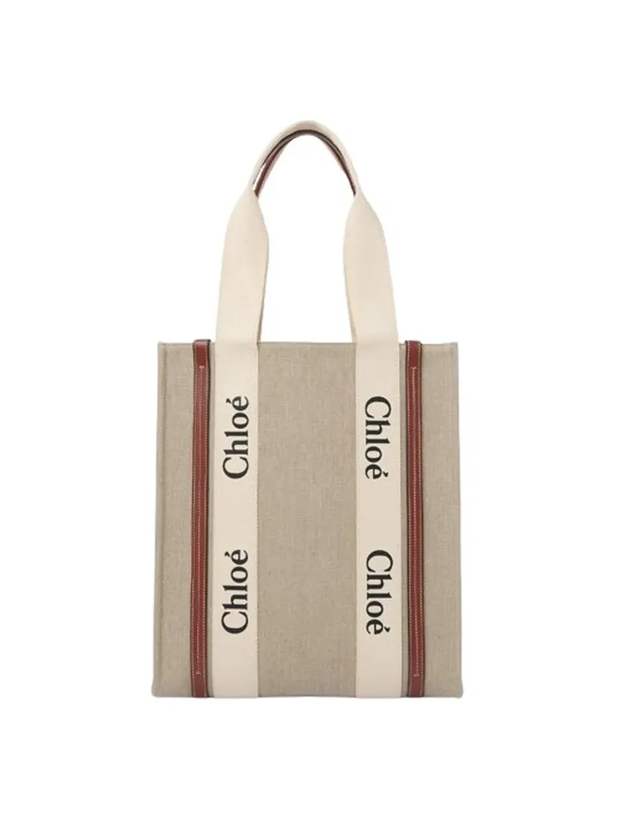 Сумка-тоут из холста Chloé Woody — изображение 1 из 2, розовый