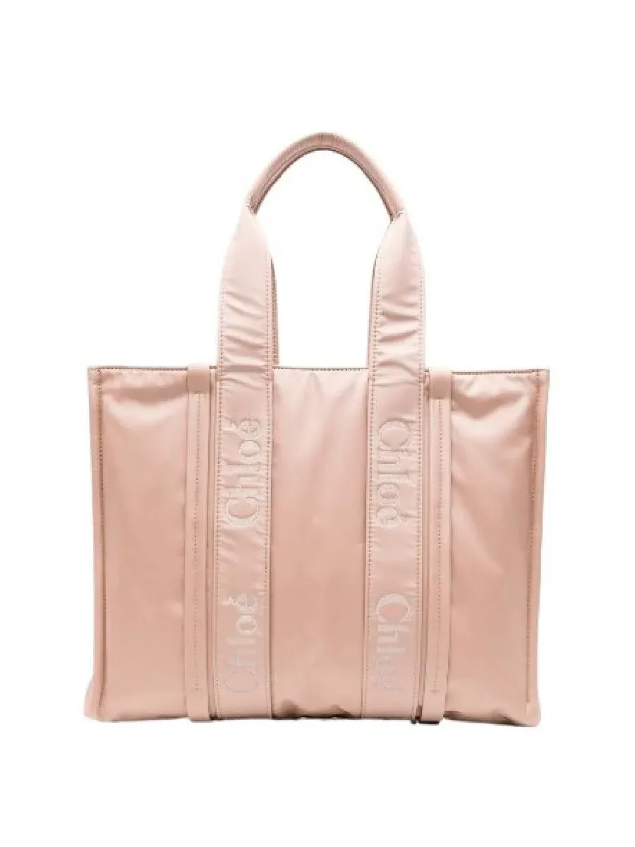 Большая сумка-тоут с логотипом Chloé Woody — изображение 1 из 5, розовый