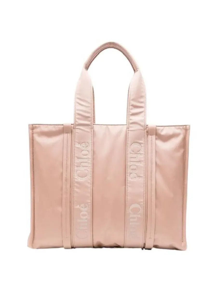 Большая сумка-тоут с логотипом Chloé Woody — изображение 3 из 5, розовый