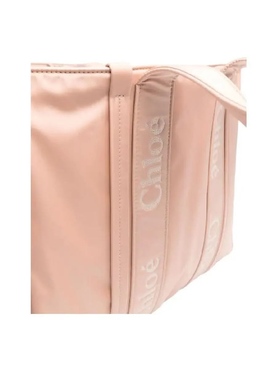 Большая сумка-тоут с логотипом Chloé Woody — изображение 4 из 5, розовый